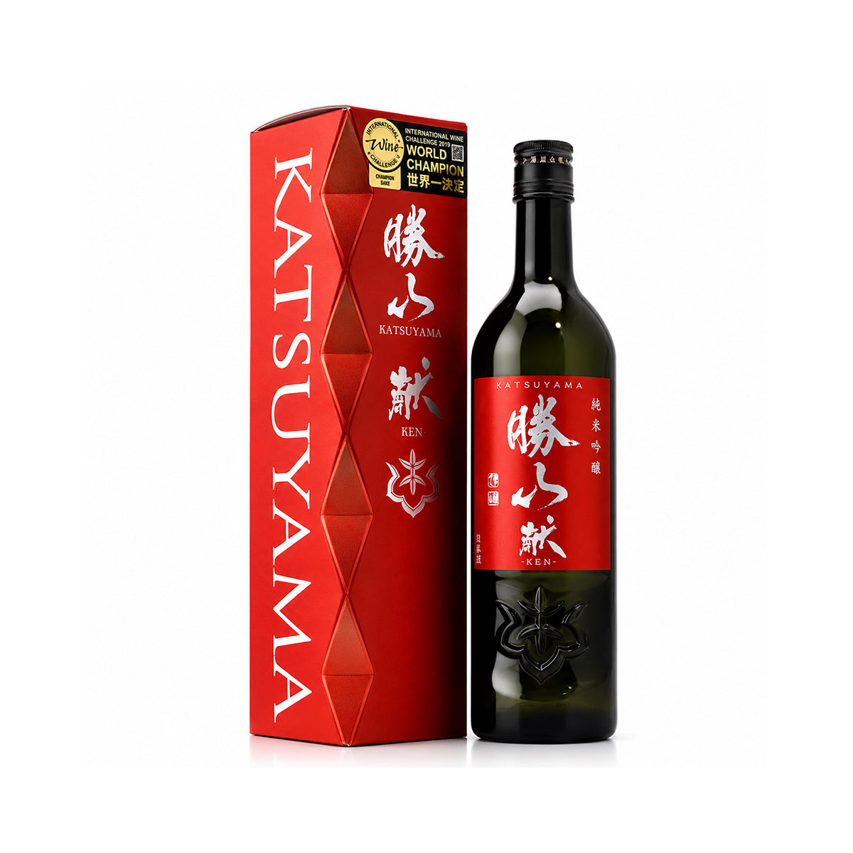 Katsuyama Ken Junmai Ginjo Japanese sake gift set with premium presentation box, available online from Sakeya Singapore