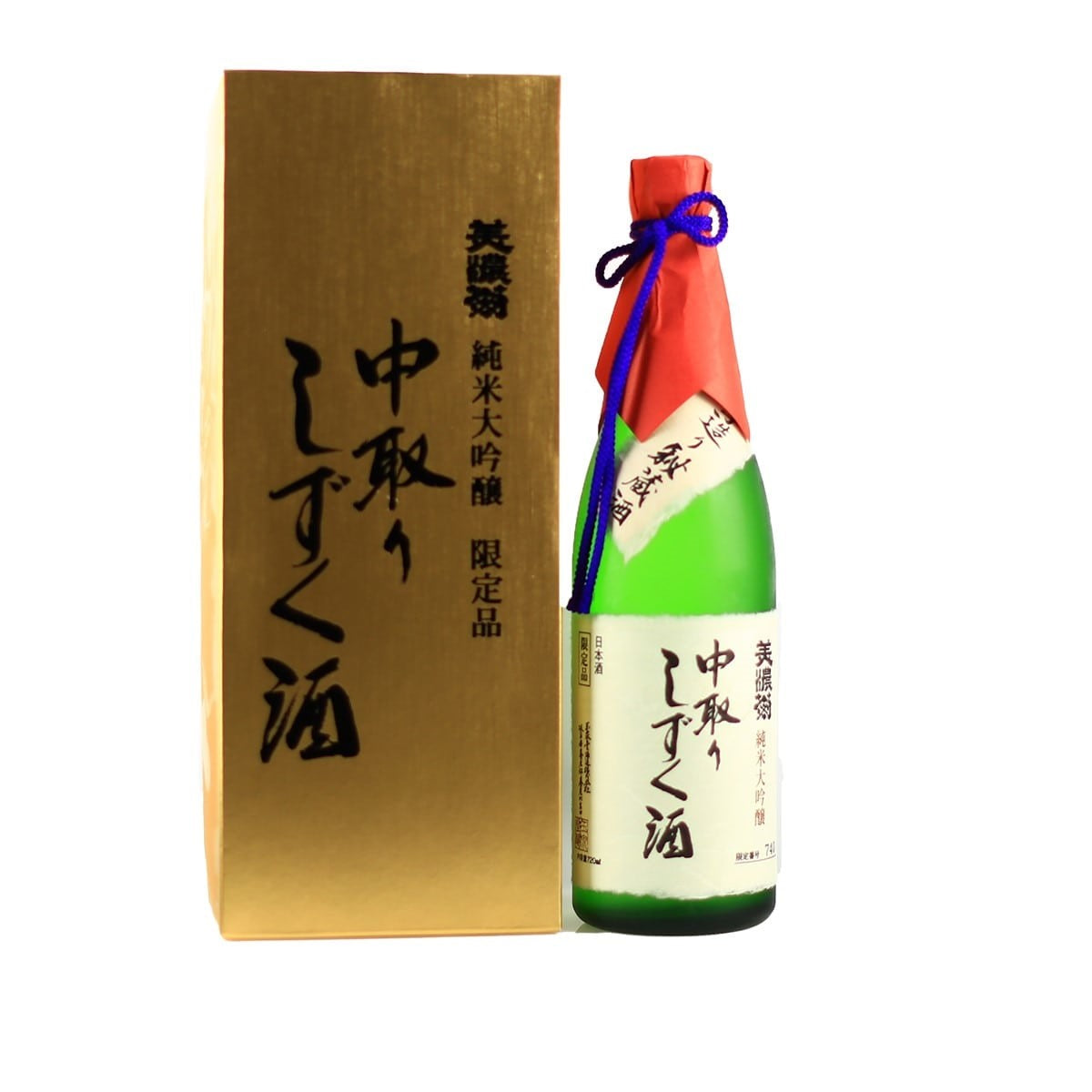 Minogiku Junmai Daiginjo Nakadori presented in a gift box with bottle, luxurious premium sake, smooth and elegant with rich umami, perfect for gifting or special occasions, buy online Sakeya.sg Singapore.