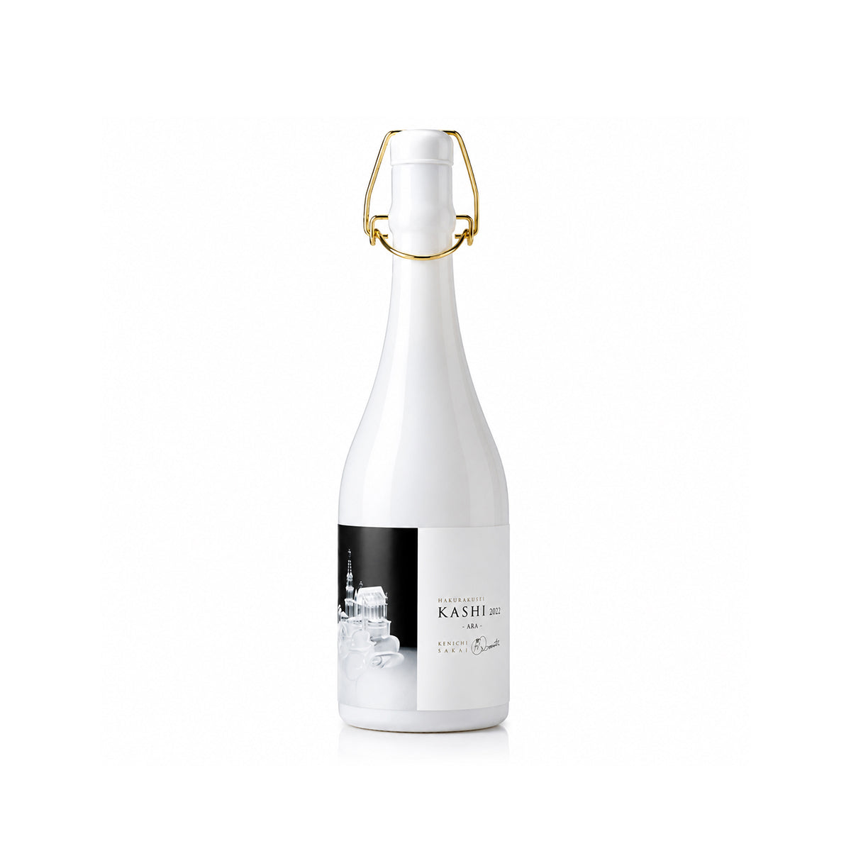 Front view of Hakurakusei Junmai Daiginjo Kizashi 2024 - Premium vintage Japanese Sake available at 