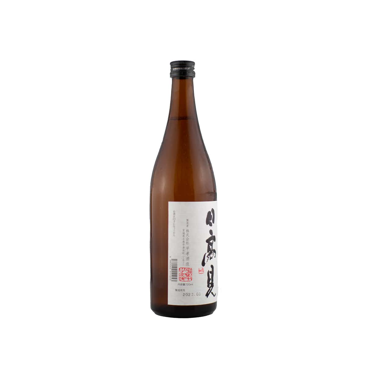 Technical back label of Hitakame Choukarakuchi Junmai showing dryness scale and brewing specs