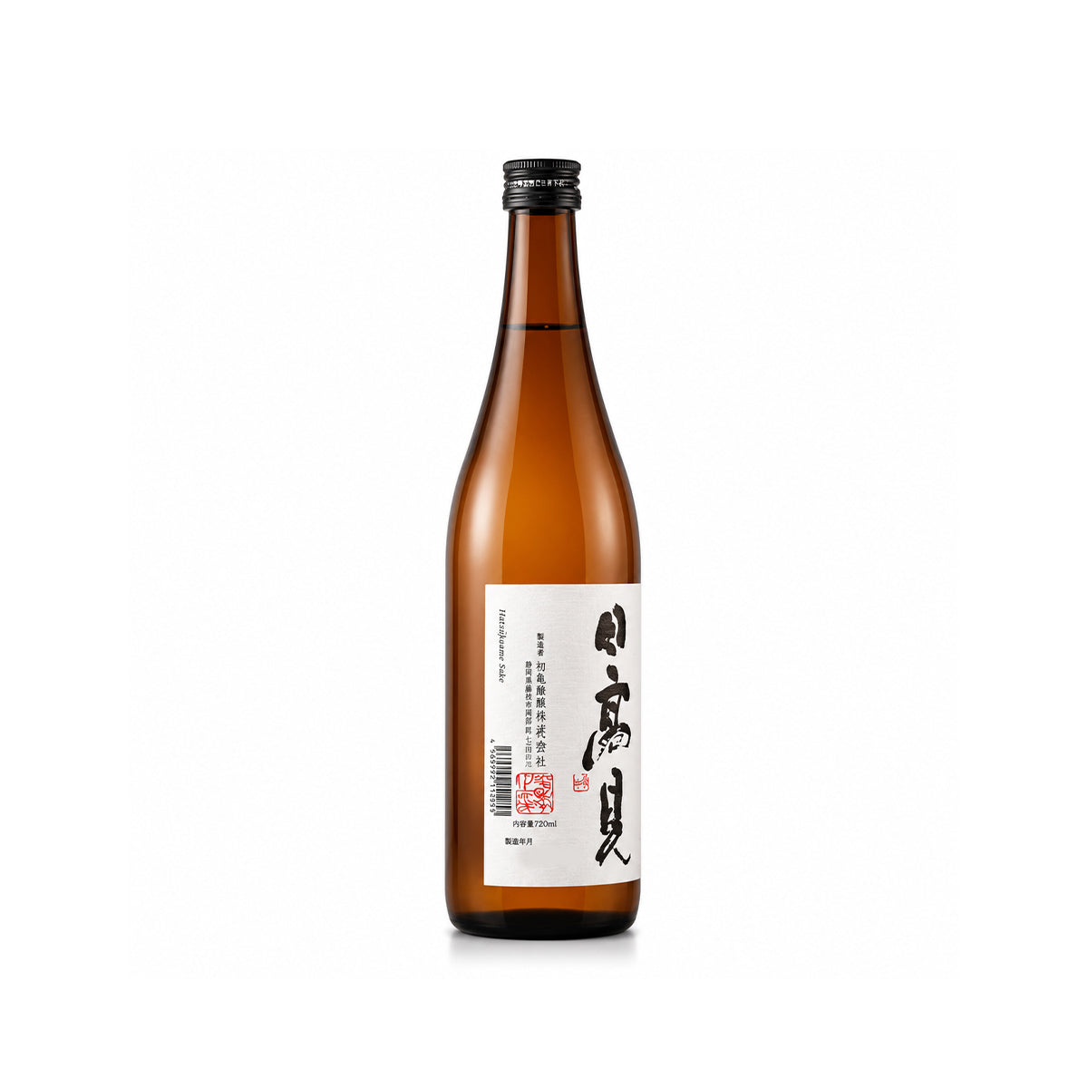 Technical back label of Hitakame Choukarakuchi Junmai showing dryness scale and brewing specs