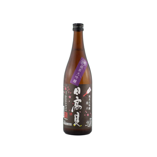 Front view of Hitakame Junmai Daiginjo Sukeroku Edo Sakura - Premium kabuki-themed Japanese sake at Sakeya.sg