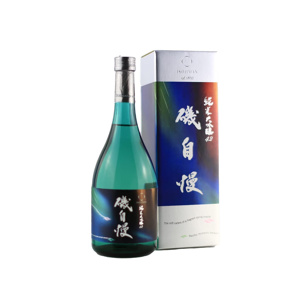 Isojiman Junmai Daiginjo Spring Breeze 42, rich and refined Japanese sake, smooth with gentle sweetness and floral notes, premium Junmai Daiginjo for connoisseurs, buy online Sakeya.sg Singapore.