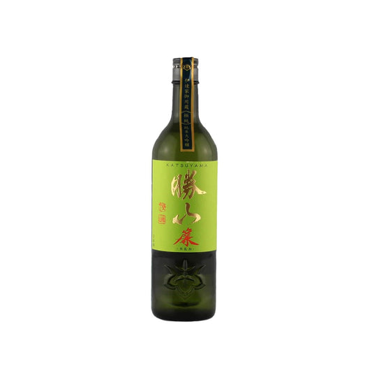 Front profile of Katsuyama Junmai Daiginjo REN bottle featuring its elegant label with minimalist Japanese calligraphy and sleek glass design