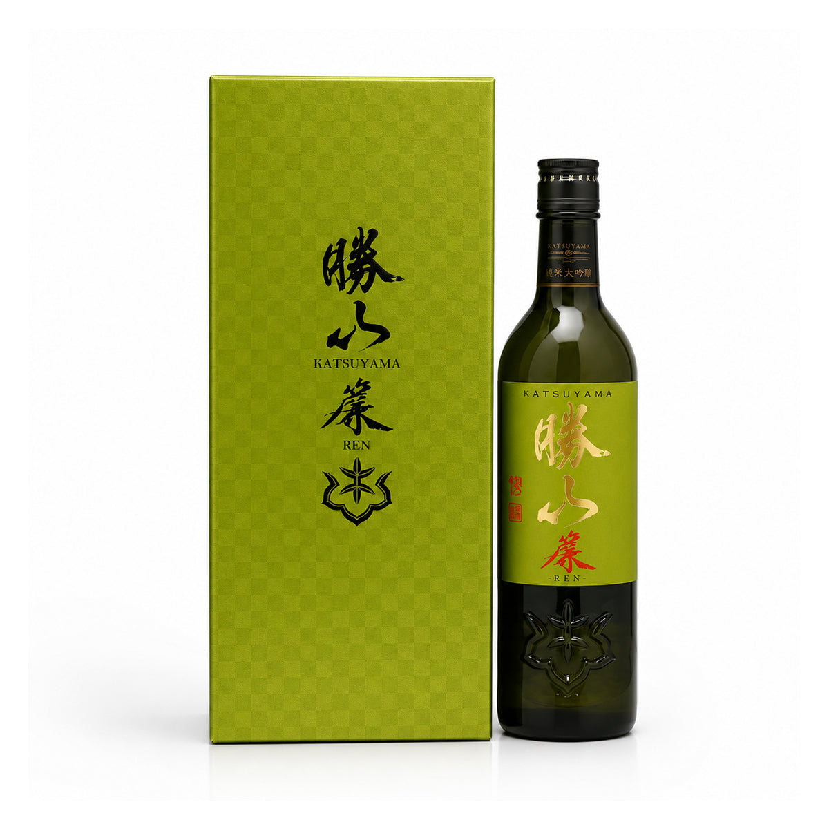 Katsuyama Ren Junmai Daiginjo Japanese sake gift set with premium presentation box, available online from Sakeya Singapore