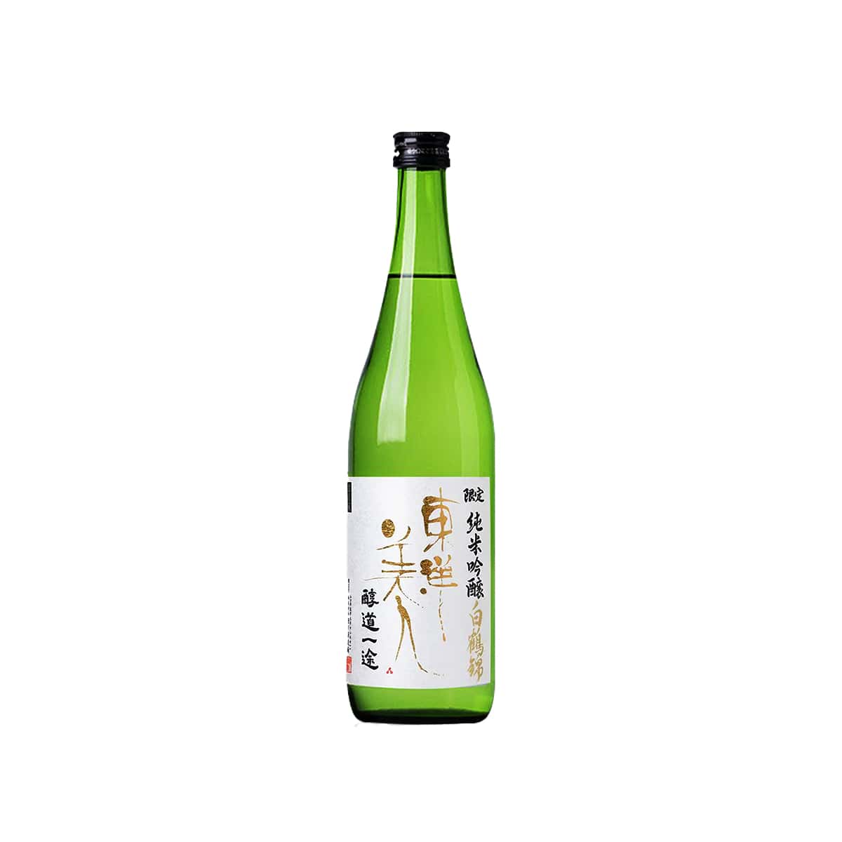 Front view of Toyobijin Gentei Junmai Ginjo Jundoichizo 720ml, featuring the elegant minimalist label and Hakutsuru Nishiki rice designation