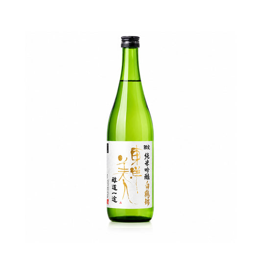 Front view of Toyobijin Gentei Junmai Ginjo Jundoichizo 720ml, featuring the elegant minimalist label and Hakutsuru Nishiki rice designation