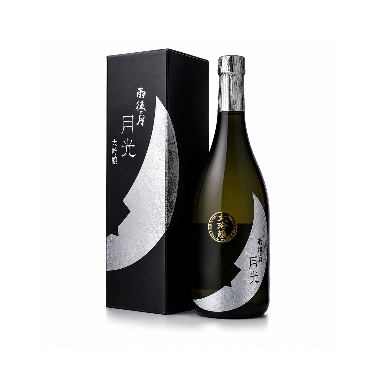 Premium gift box for Ugonotsuki Daiginjo Gekko, showcasing the sophisticated design and "Moonlight" branding for luxury gifting.